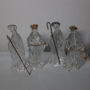 Gorham Crystal Nativity Lot of 4 Wise Man Joseph King Gasper